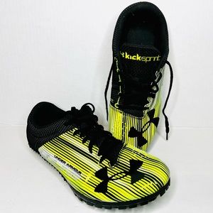 Under Armour Kick Sprint with Spike Black Green 1273939-300 Mens Size 9